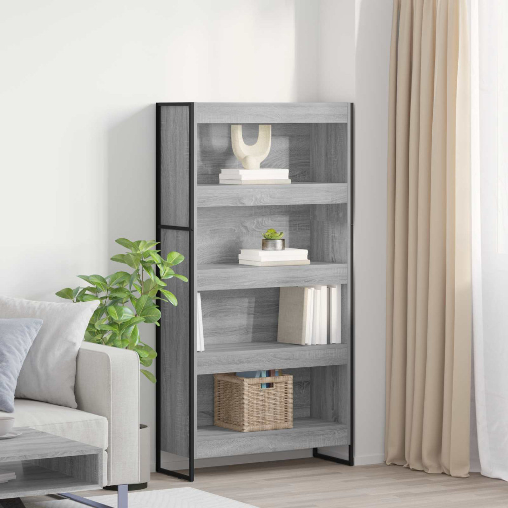 Produktbild för Bokskåp 2 pcs Grå Sonoma 80 x 30 x 155 cm Konstruerat trä