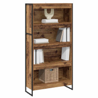 Produktbild för Bokskåp 2 pcs Gammalt trä 80 x 30 x 155 cm Konstruerat trä