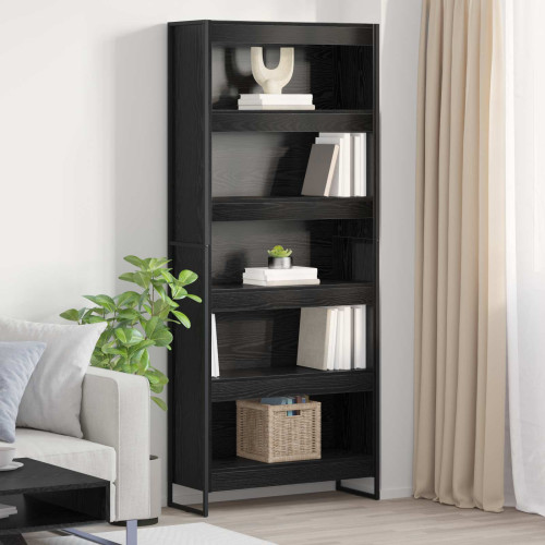 vidaXL Bokskåp 2 pcs Svart Ek 80 x 30 x 189,5 cm Konstruerat trä