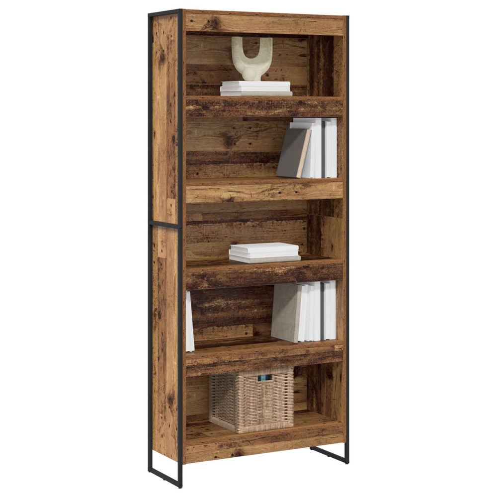 Produktbild för Bokskåp 2 pcs Gammalt trä 80 x 30 x 189,5 cm Konstruerat trä