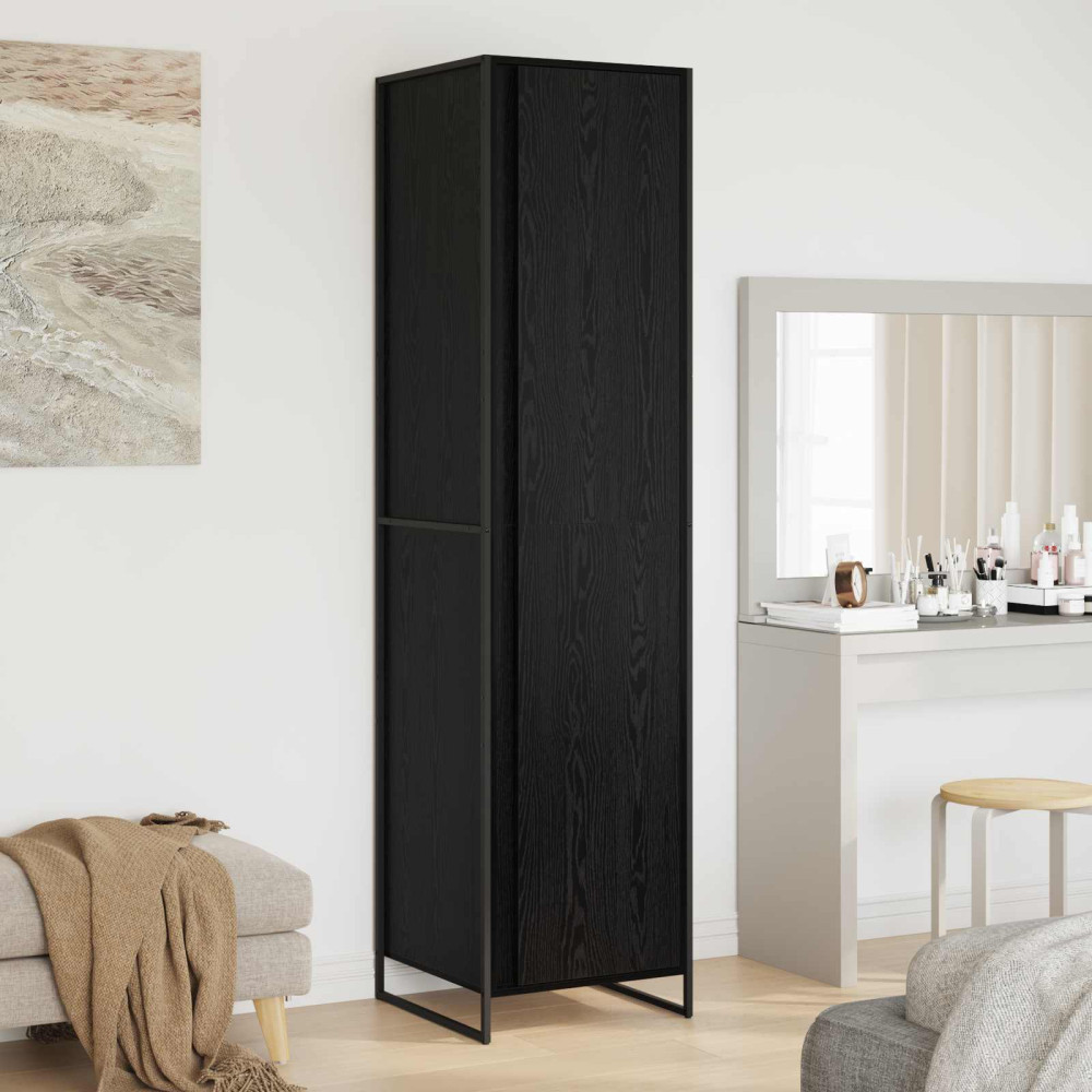 Produktbild för Garderob med lagring Svart Ek 50 x 50 x 200 cm Konstruerat trä