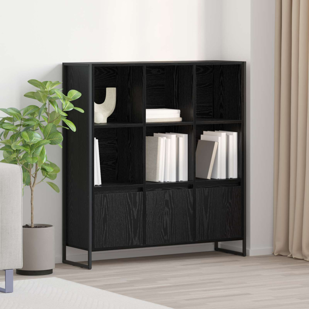 Produktbild för Bokskåp 2 pcs Svart Ek 99,5 x 30 x 108 cm Konstruerat trä