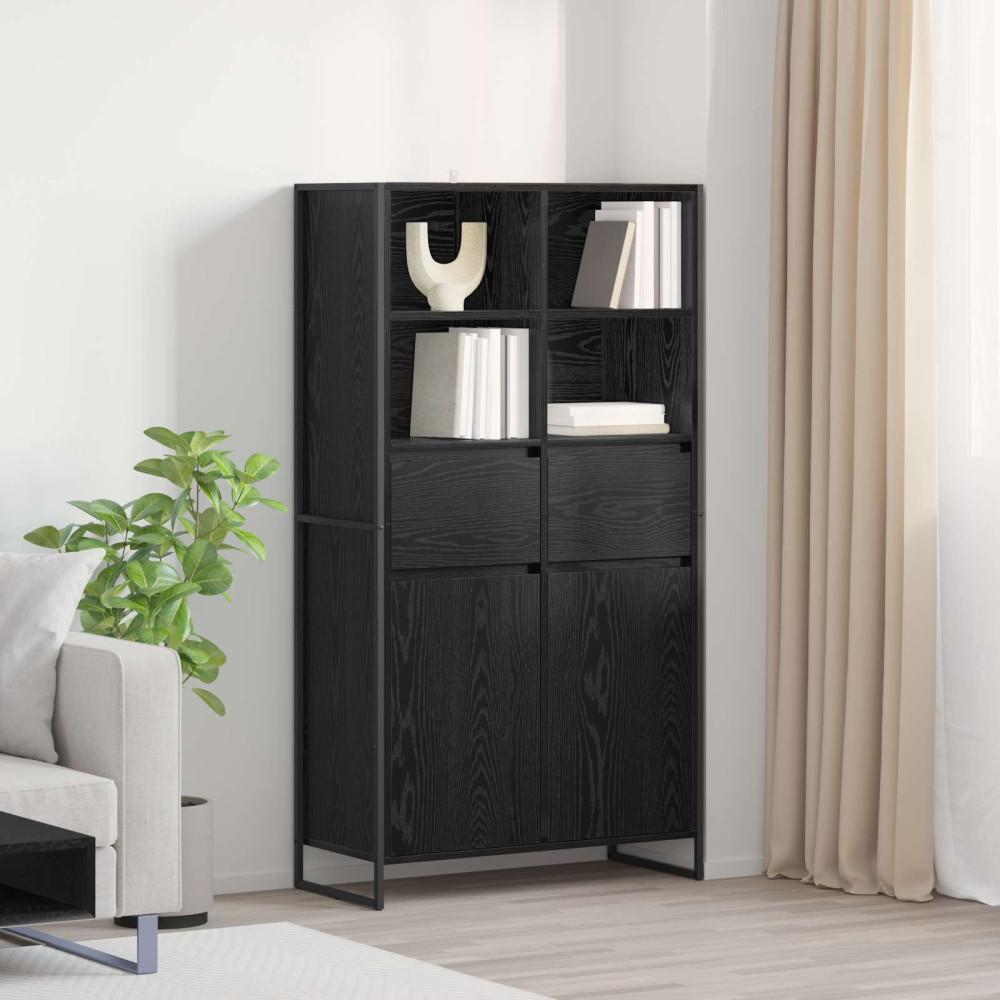 Produktbild för Sideboard Svart Ek 81 x 36 x 150.5 cm Konstruerat trä