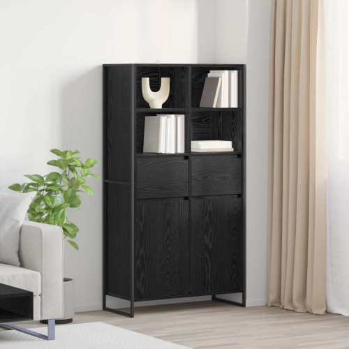 vidaXL Sideboard Svart Ek 81 x 36 x 150.5 cm Konstruerat trä
