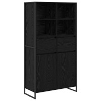 Produktbild för Sideboard Svart Ek 81 x 36 x 150.5 cm Konstruerat trä