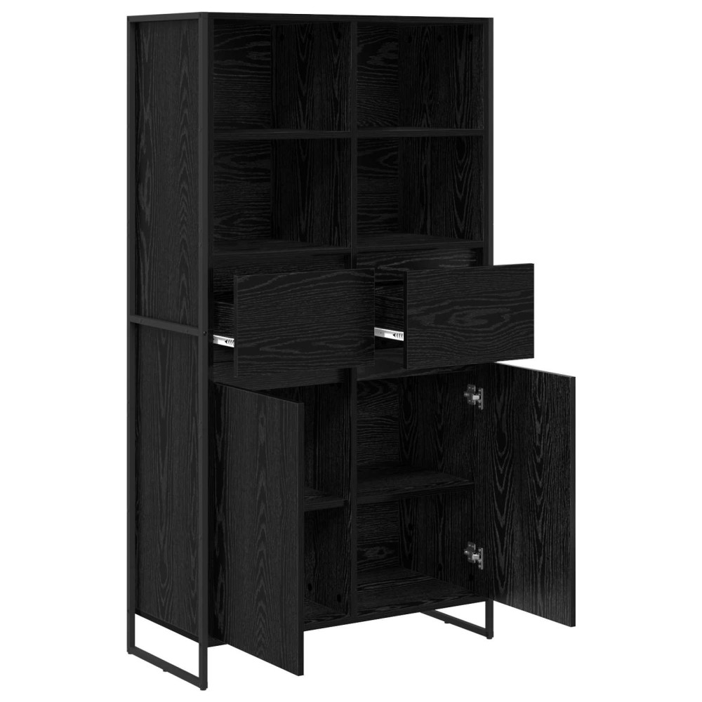 Produktbild för Sideboard Svart Ek 81 x 36 x 150.5 cm Konstruerat trä