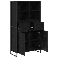 Produktbild för Sideboard Svart Ek 81 x 36 x 150.5 cm Konstruerat trä