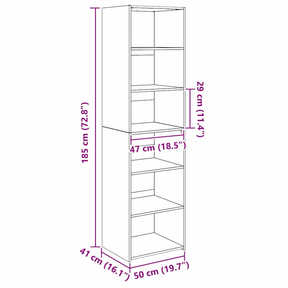 Produktbild för Skåp Svart Ek 50 x 41 x 185 cm Konstruerat trä