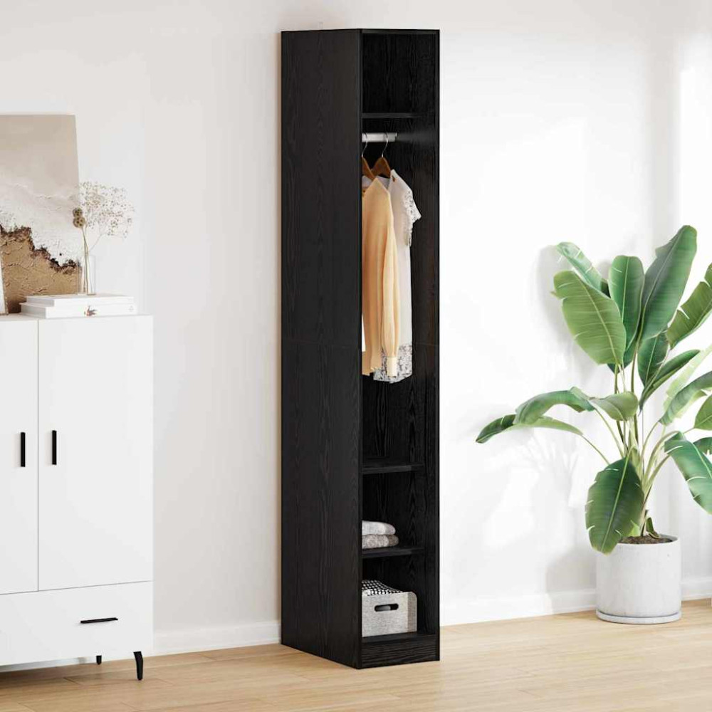 Produktbild för Garderob med hylla Svart Ek 50 x 30 x 200 cm Konstruerat trä