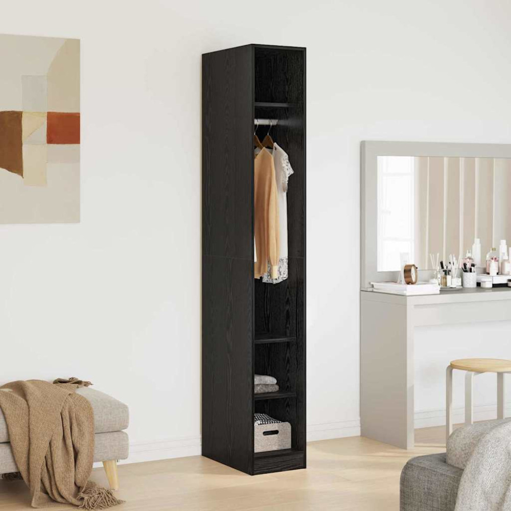 Produktbild för Garderob med hylla Svart Ek 50 x 30 x 200 cm Konstruerat trä