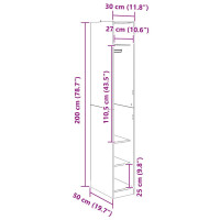 Produktbild för Garderob med hylla Svart Ek 50 x 30 x 200 cm Konstruerat trä