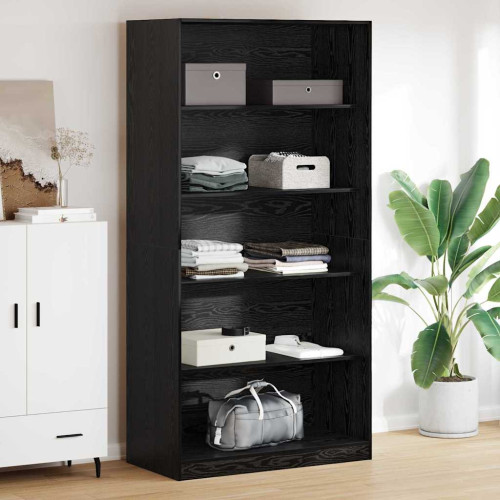 vidaXL Garderob med hylla Svart Ek 100 x 50 x 200 cm Konstruerat trä