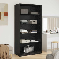 Produktbild för Garderob med hylla Svart Ek 100 x 50 x 200 cm Konstruerat trä