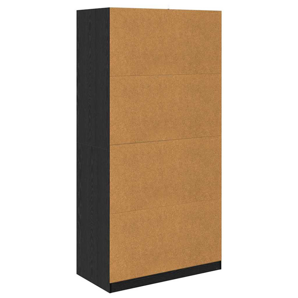 Produktbild för Garderob med hylla Svart Ek 100 x 50 x 200 cm Konstruerat trä