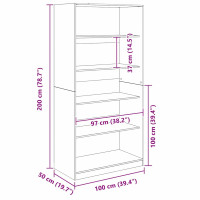 Produktbild för Garderob med hylla Svart Ek 100 x 50 x 200 cm Konstruerat trä