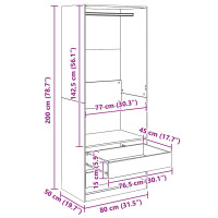 Produktbild för Garderob med låda Svart Ek 80 x 50 x 200 cm Konstruerat trä