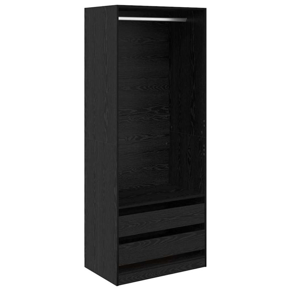 Produktbild för Garderob med låda Svart Ek 80 x 50 x 200 cm Konstruerat trä