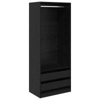 Produktbild för Garderob med låda Svart Ek 80 x 50 x 200 cm Konstruerat trä