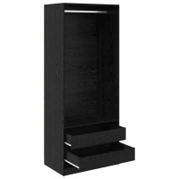 Produktbild för Garderob med låda Svart Ek 80 x 50 x 200 cm Konstruerat trä