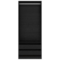 Produktbild för Garderob med låda Svart Ek 80 x 50 x 200 cm Konstruerat trä