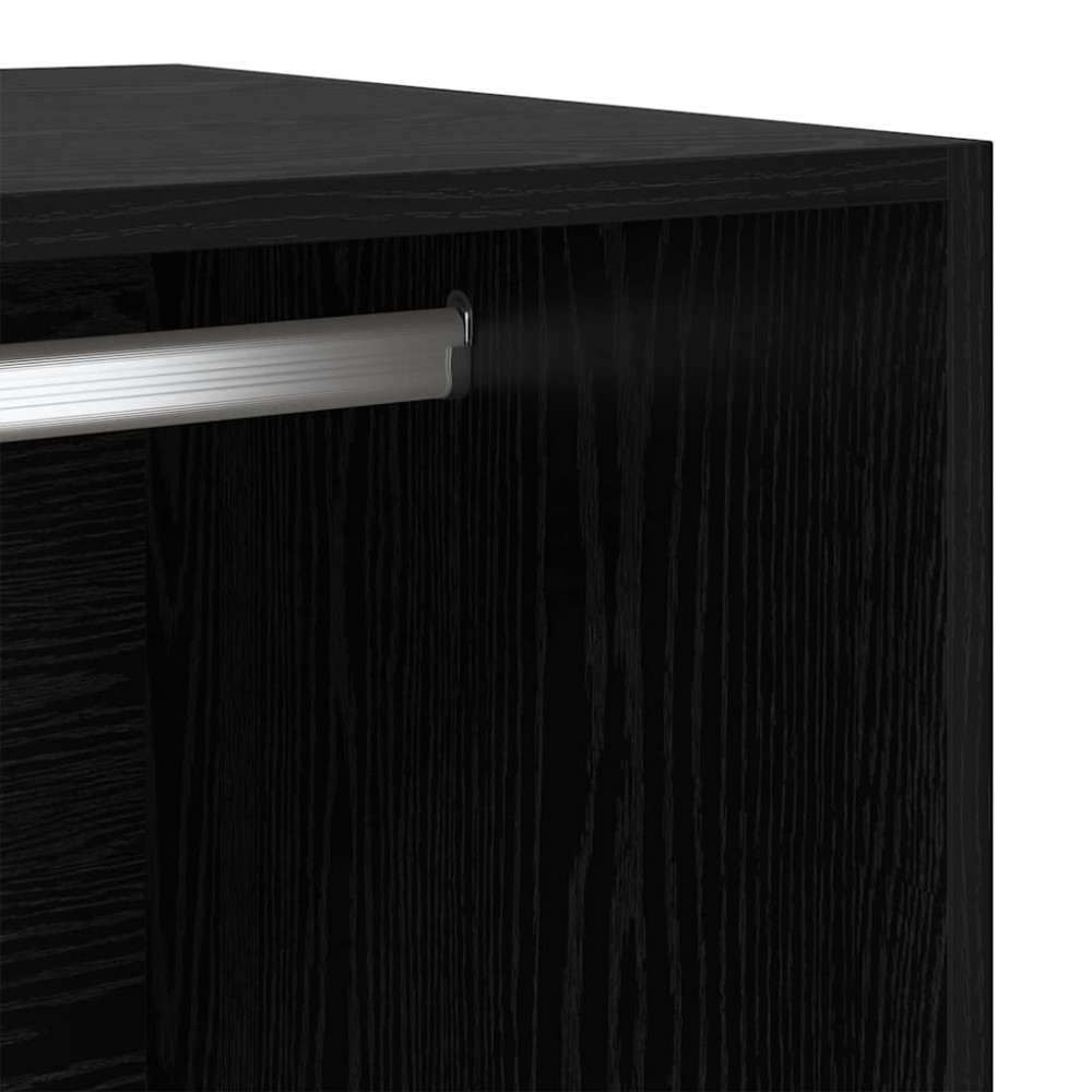 Produktbild för Garderob med låda Svart Ek 80 x 50 x 200 cm Konstruerat trä
