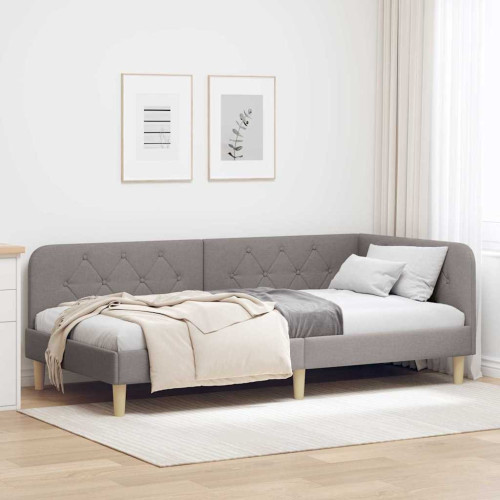 vidaXL Hörn Sängram Taupe 90 x 190 cm tyg