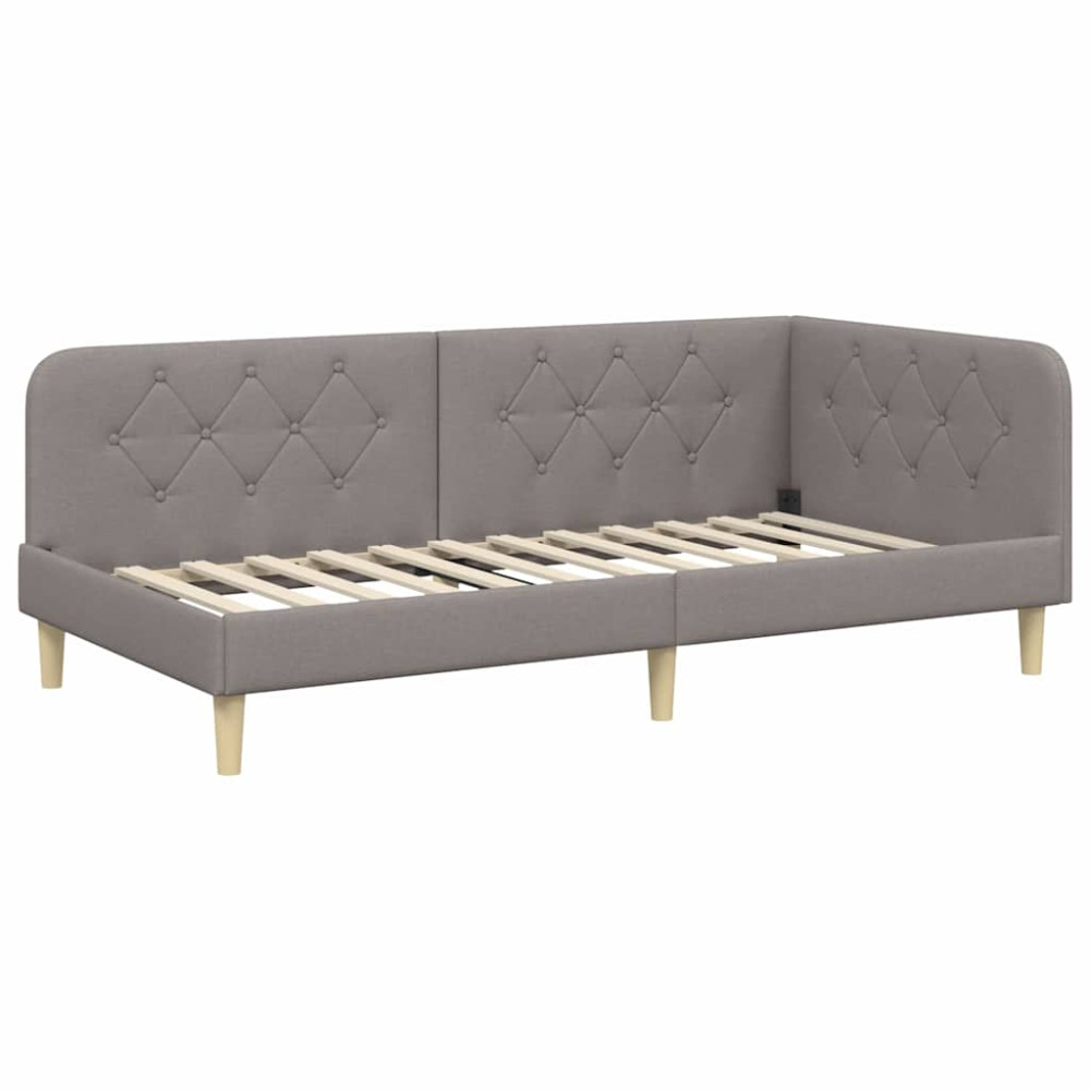 Produktbild för Hörn Sängram Taupe 90 x 190 cm tyg