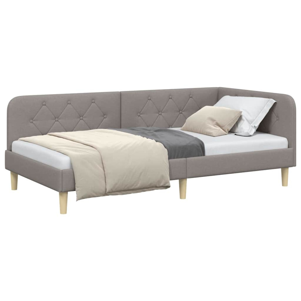 Produktbild för Hörn Sängram Taupe 90 x 190 cm tyg