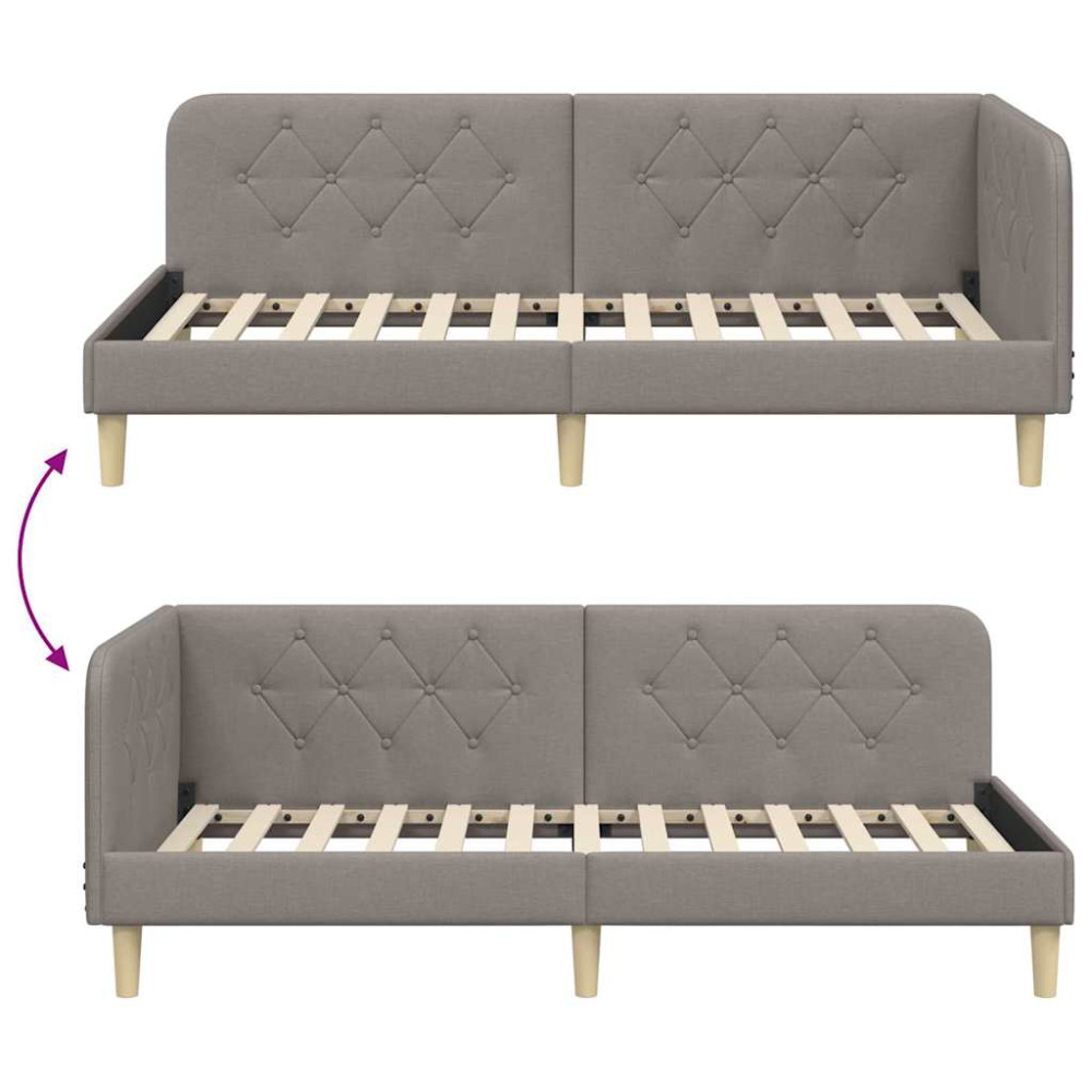 Produktbild för Hörn Sängram Taupe 90 x 190 cm tyg