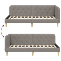 Produktbild för Hörn Sängram Taupe 90 x 190 cm tyg
