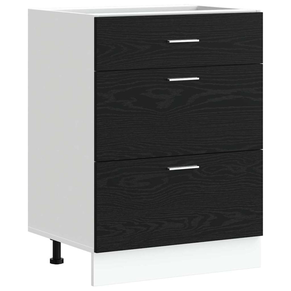 Produktbild för Köksunderskåp Svart Ek 60 x 46 x 81,5 cm Konstruerat trä