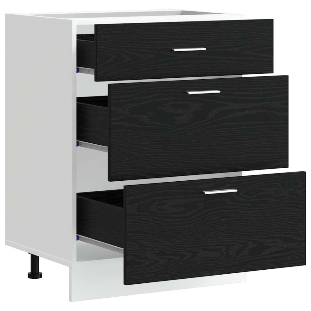 Produktbild för Köksunderskåp Svart Ek 60 x 46 x 81,5 cm Konstruerat trä