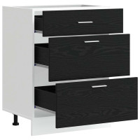 Produktbild för Köksunderskåp Svart Ek 60 x 46 x 81,5 cm Konstruerat trä