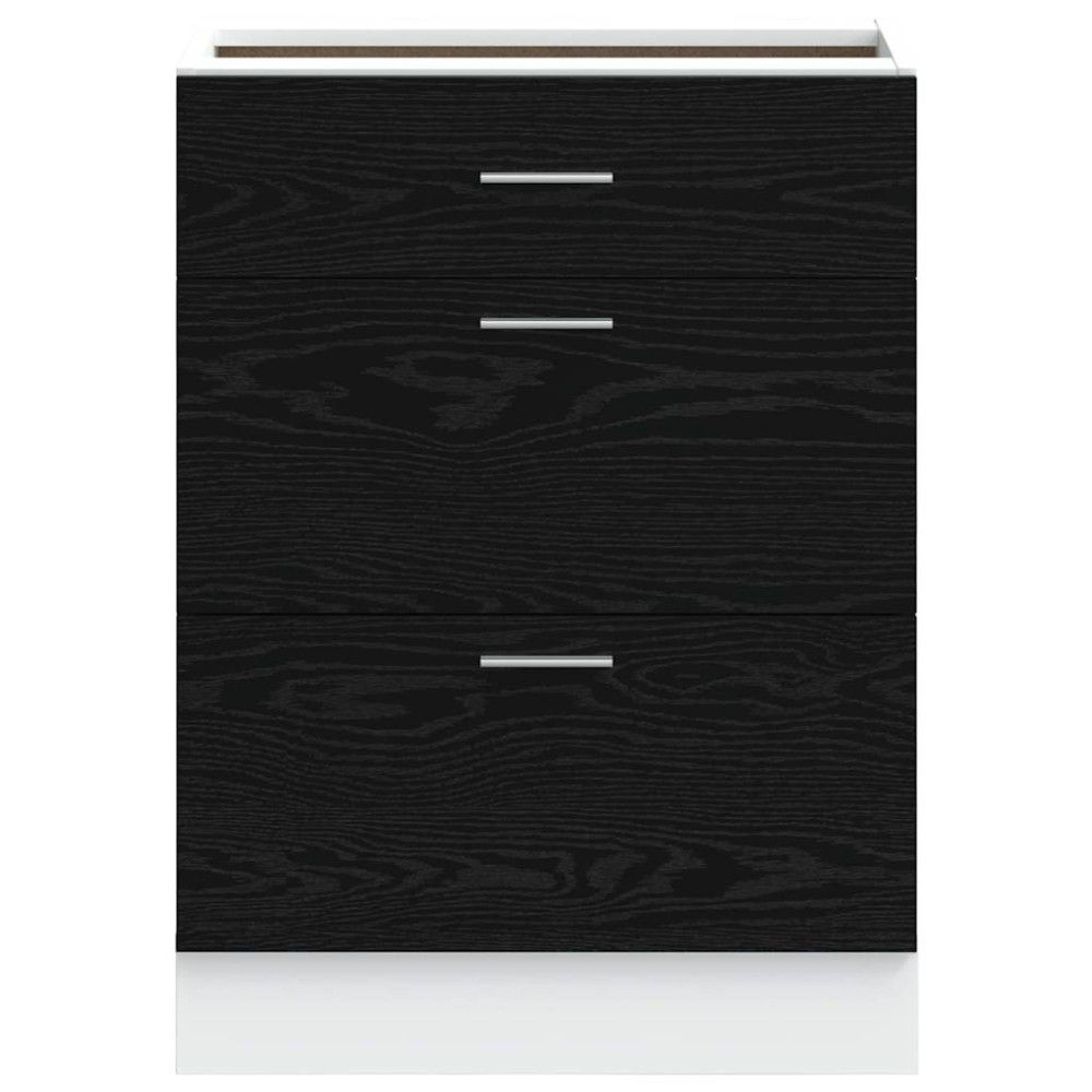 Produktbild för Köksunderskåp Svart Ek 60 x 46 x 81,5 cm Konstruerat trä