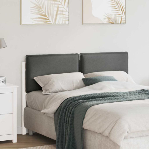 vidaXL Klädd sänggavel Vit och ljusgrå 140 cm Massiv furu