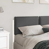 Produktbild för Klädd sänggavel Vit och ljusgrå 140 cm Massiv furu