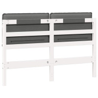 Produktbild för Klädd sänggavel Vit och ljusgrå 140 cm Massiv furu