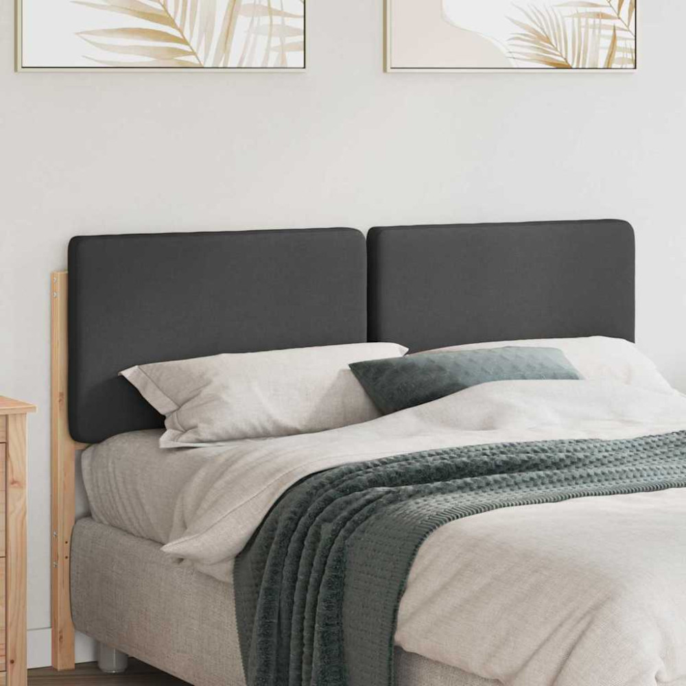 Produktbild för Klädd sänggavel Brun och Mörkgrå 140 cm Massiv furu