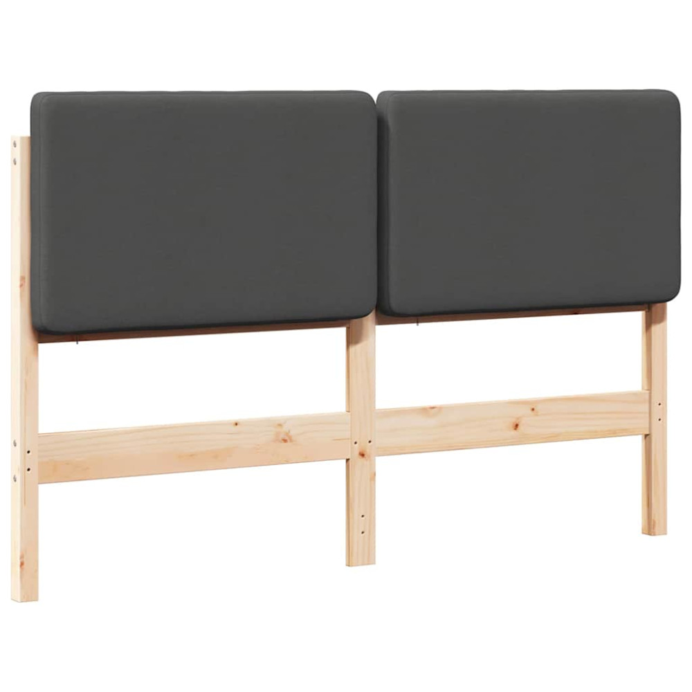 Produktbild för Klädd sänggavel Brun och Mörkgrå 140 cm Massiv furu