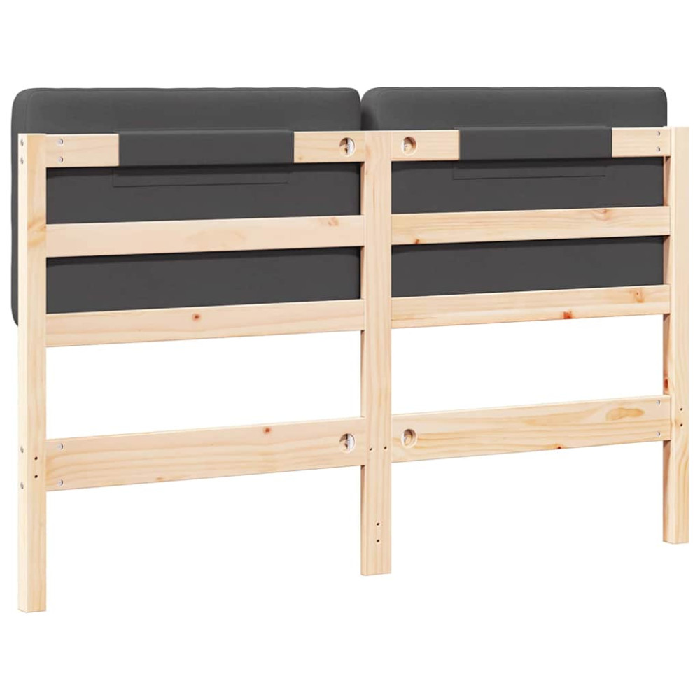 Produktbild för Klädd sänggavel Brun och Mörkgrå 140 cm Massiv furu
