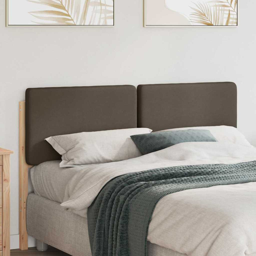 Produktbild för Klädd sänggavel Brun och Taupe 140 cm Massiv furu