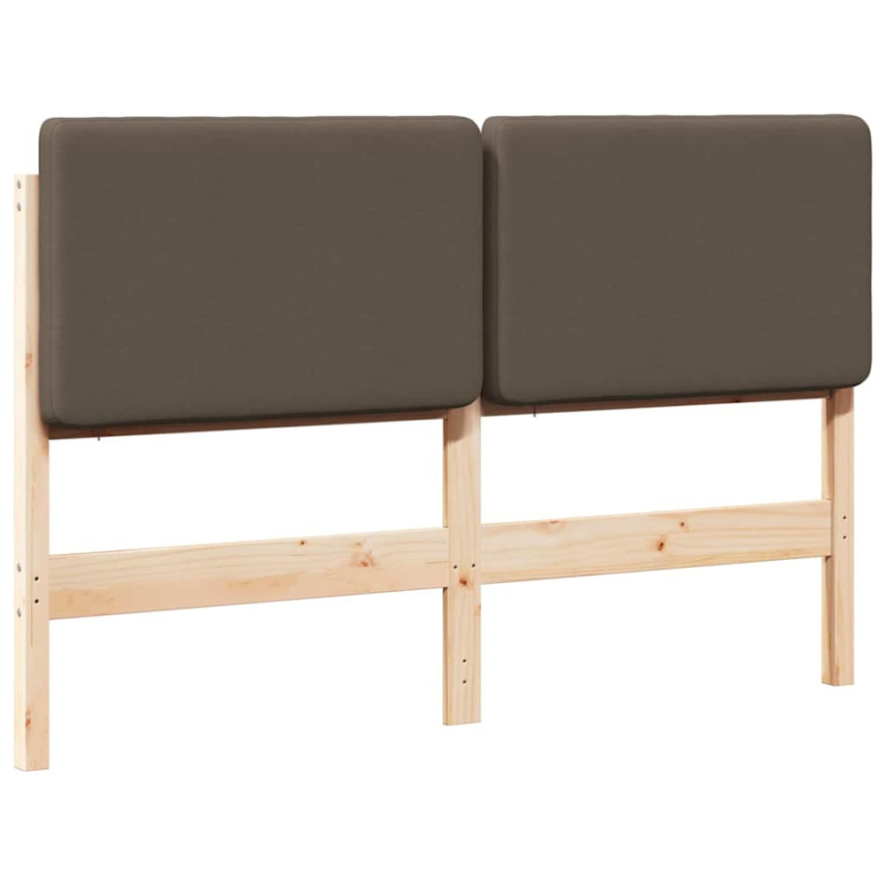 Produktbild för Klädd sänggavel Brun och Taupe 140 cm Massiv furu