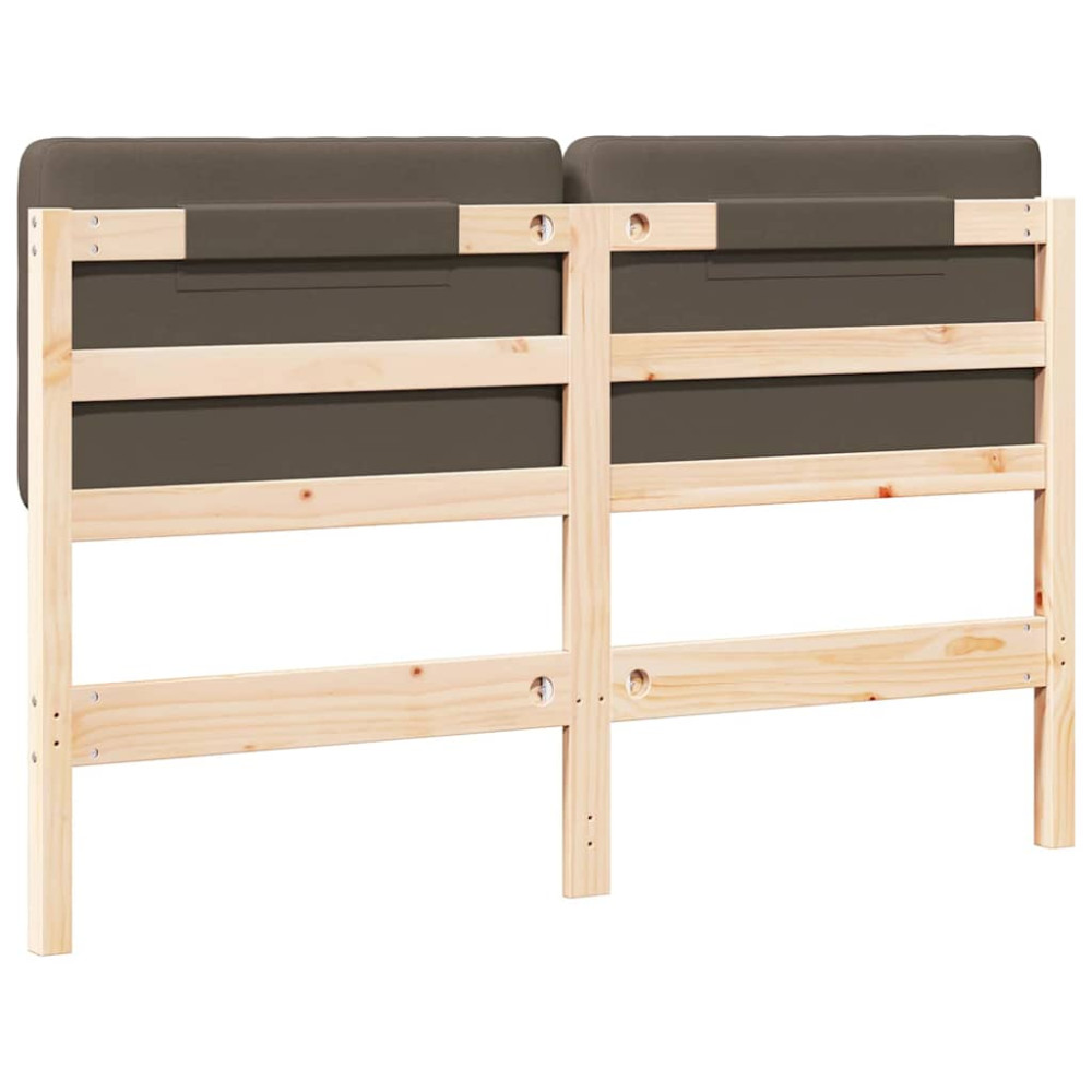 Produktbild för Klädd sänggavel Brun och Taupe 140 cm Massiv furu