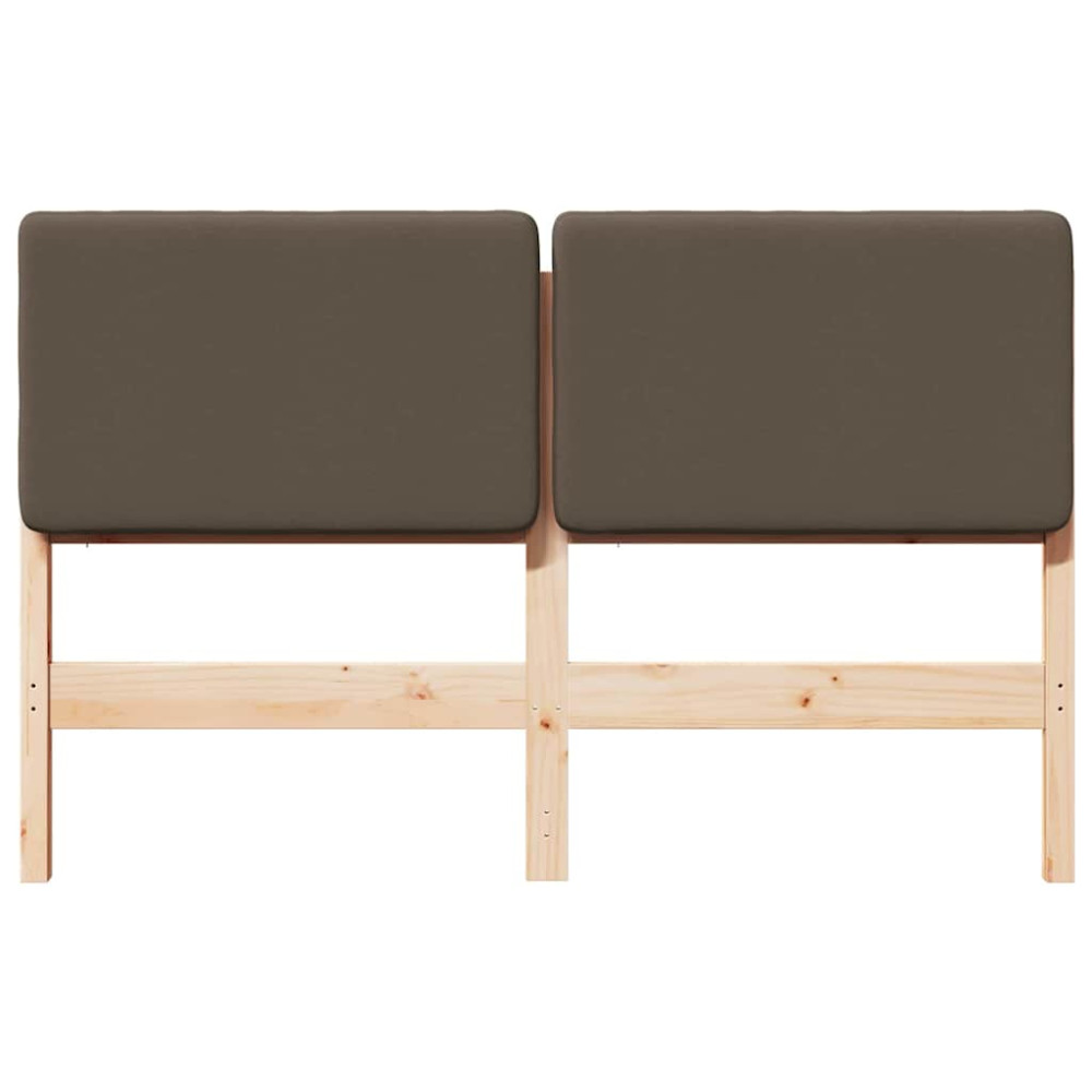 Produktbild för Klädd sänggavel Brun och Taupe 135 cm Massiv furu