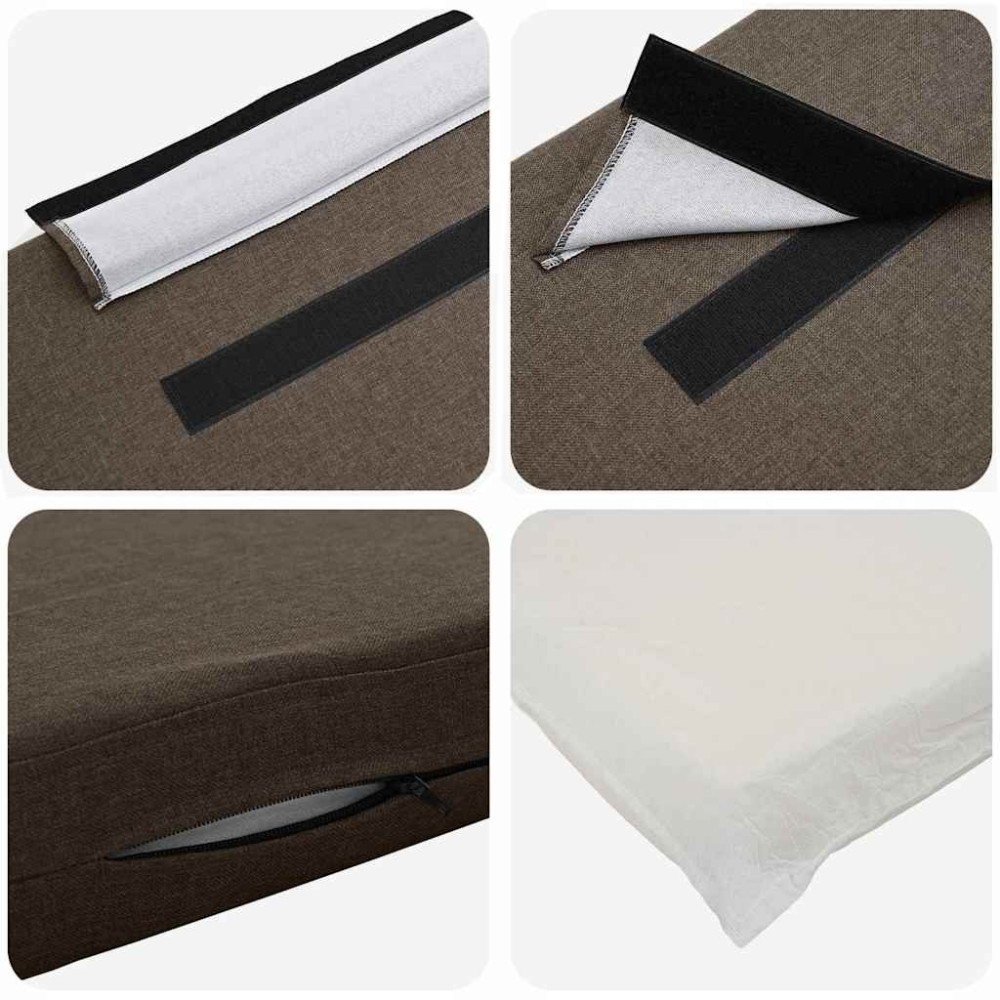 Produktbild för Klädd sänggavel Brun och Taupe 135 cm Massiv furu