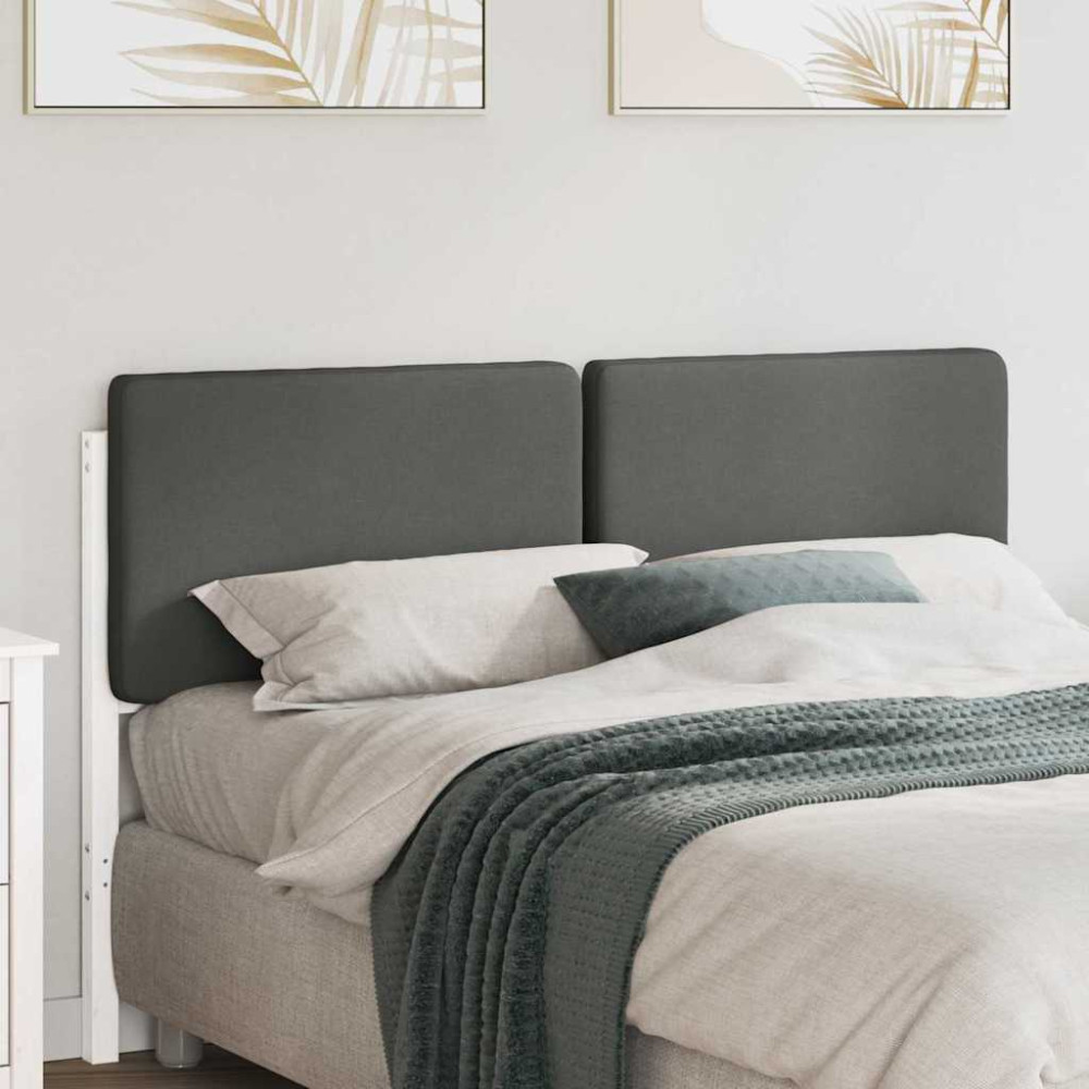 Produktbild för Klädd sänggavel Vit och ljusgrå 120 cm Massiv furu