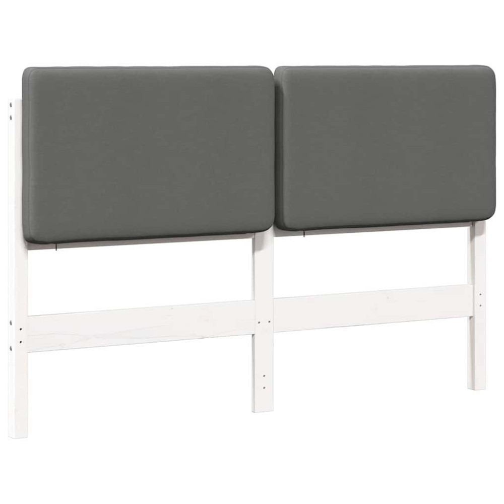 Produktbild för Klädd sänggavel Vit och ljusgrå 120 cm Massiv furu