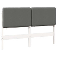 Produktbild för Klädd sänggavel Vit och ljusgrå 120 cm Massiv furu