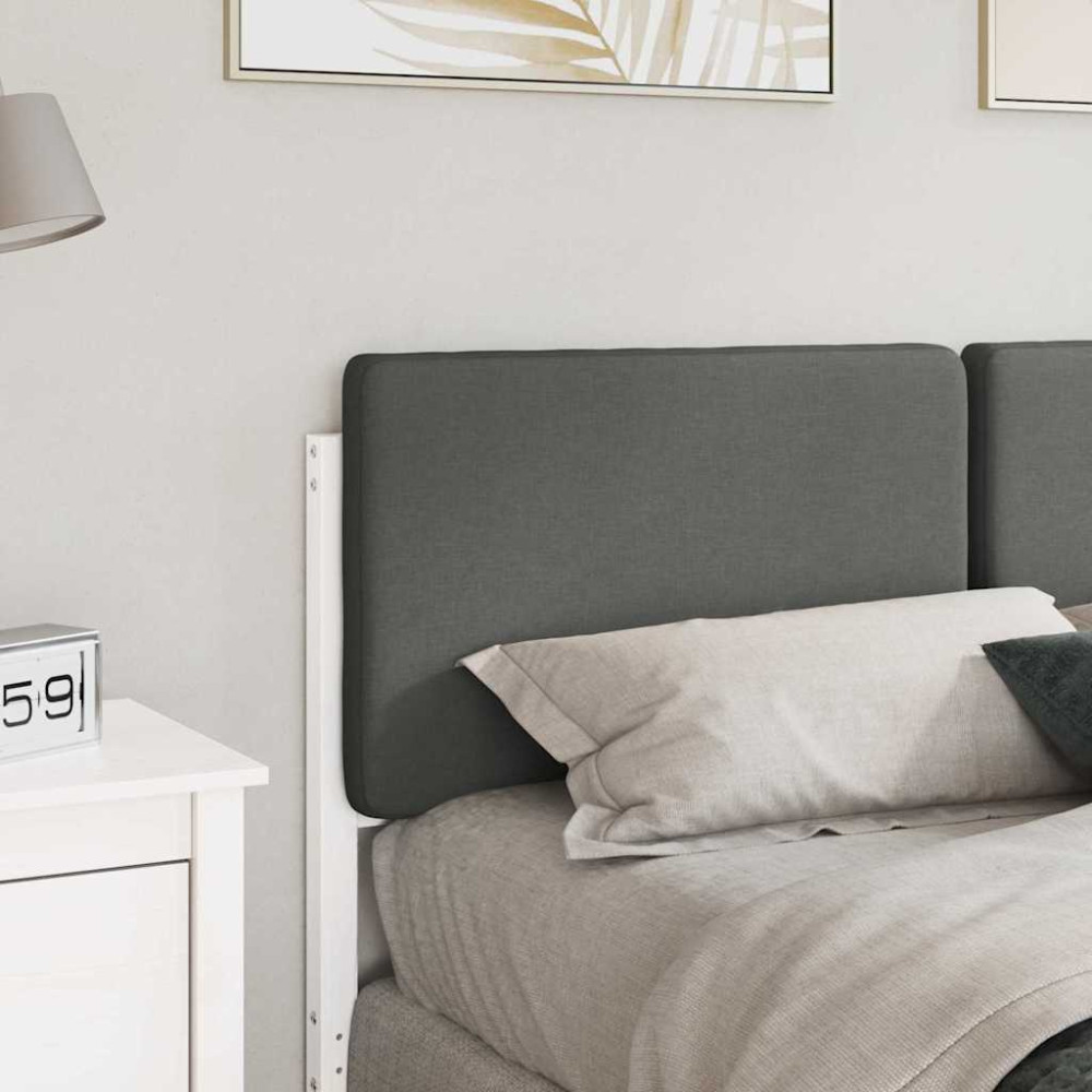 Produktbild för Klädd sänggavel Vit och ljusgrå 120 cm Massiv furu