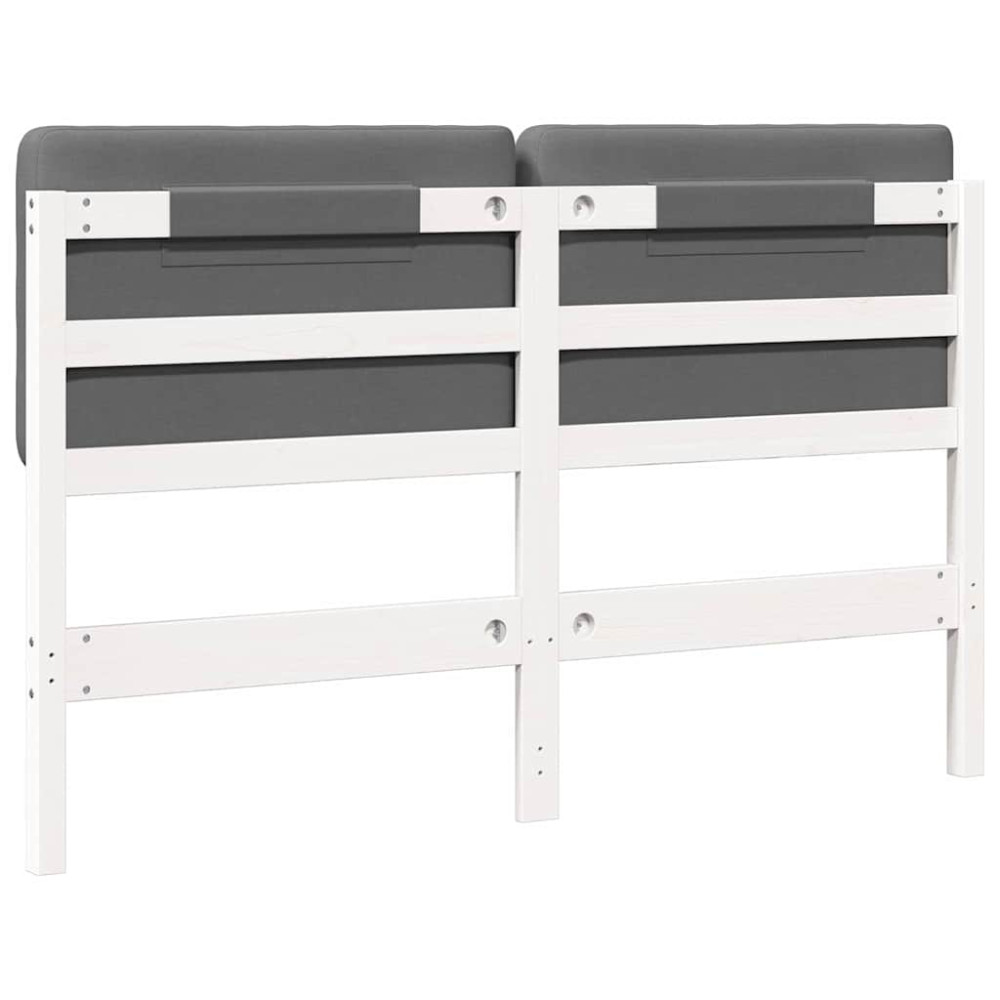 Produktbild för Klädd sänggavel Vit och ljusgrå 120 cm Massiv furu
